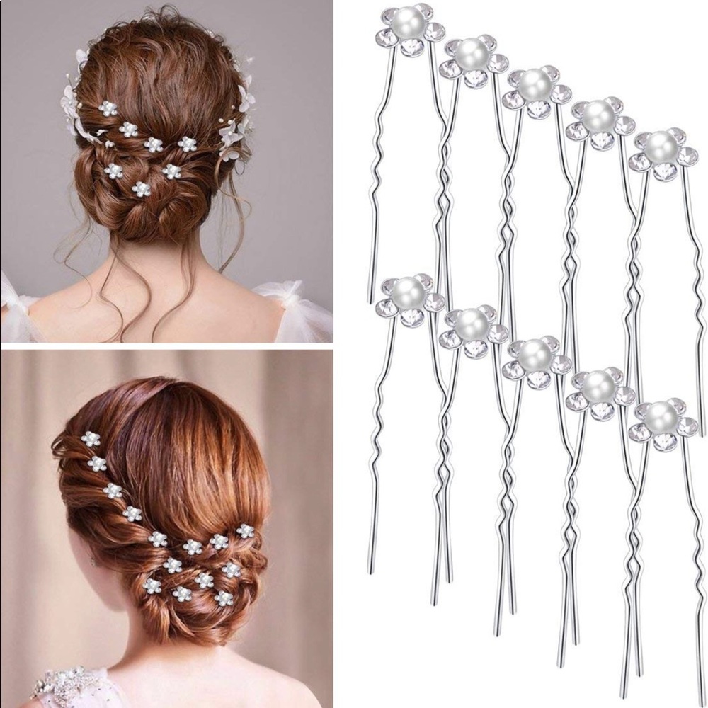 19pcs Bridal pearl Flower Crystal Hair Pins